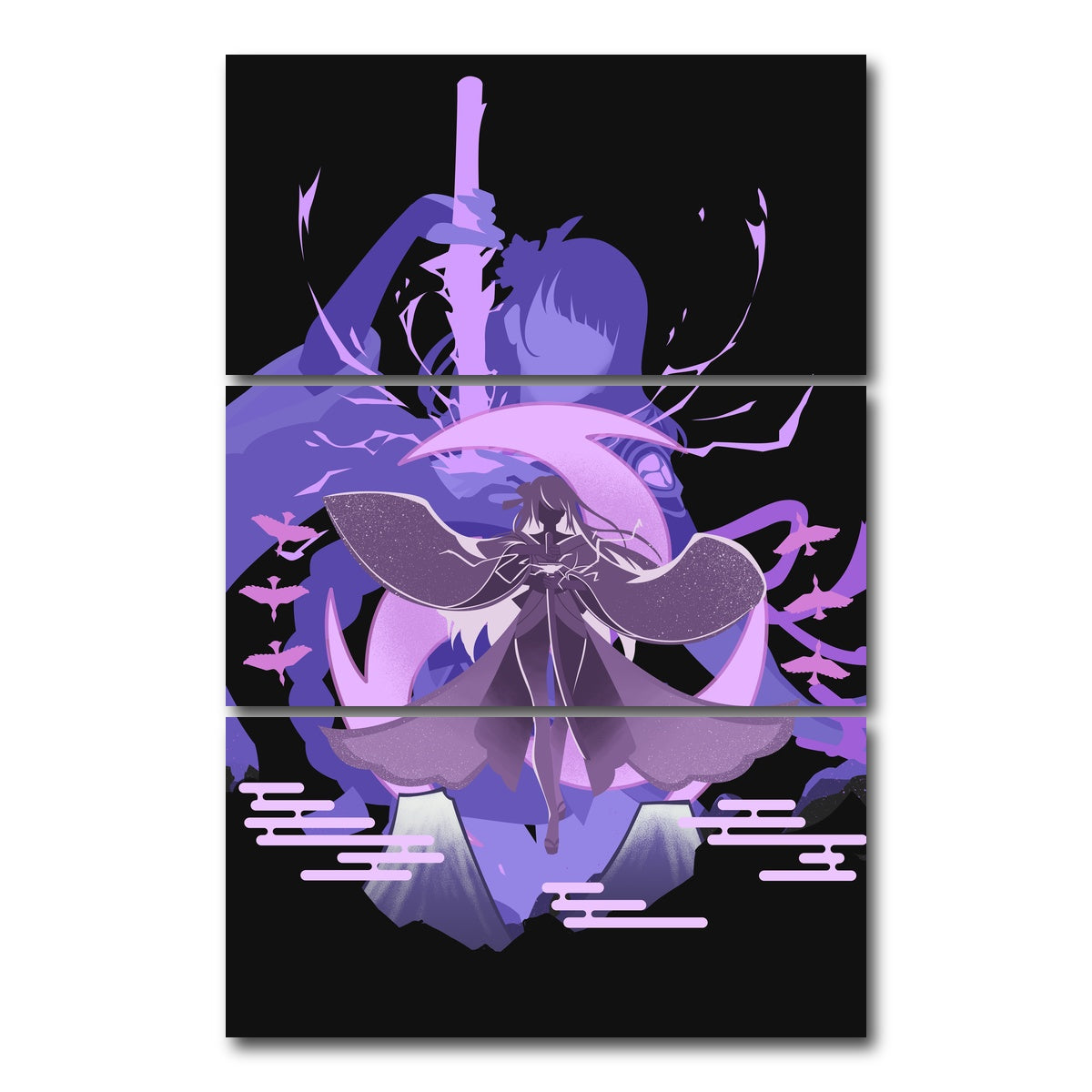 AUTO-MOCKUP WHITE | Raiden Shogun2 | 3 Piece | Gallery Wrap Canvas | group=12x24_stacked