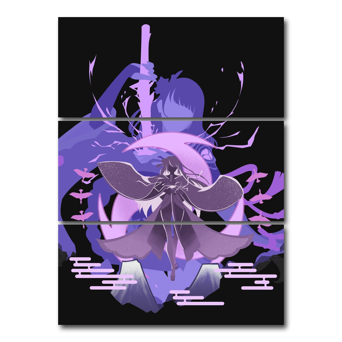 AUTO-MOCKUP WHITE | Raiden Shogun2 | 3 Piece | Gallery Wrap Canvas | group=8x18_stacked