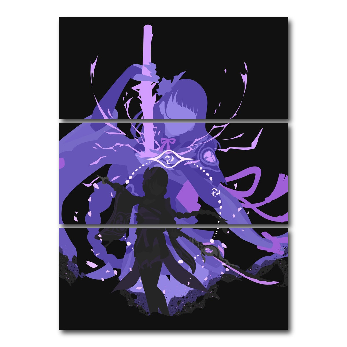 AUTO-MOCKUP WHITE | Raiden Shogun | 3 Piece | Gallery Wrap Canvas | group=8x18_stacked