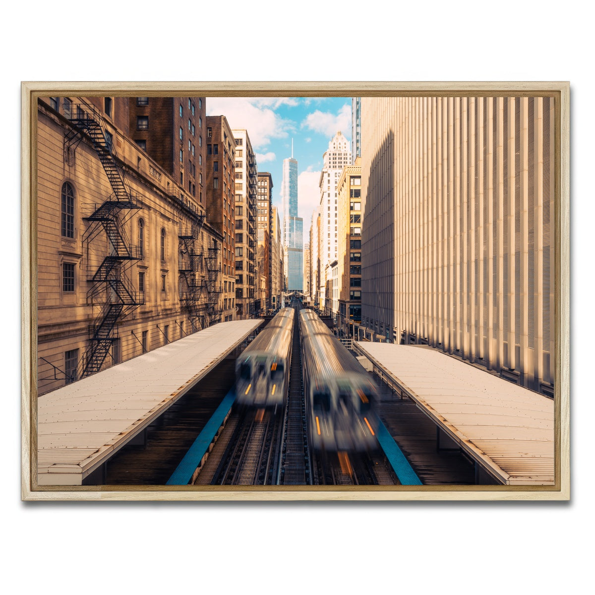 AUTO-MOCKUP WHITE | Railway Station Downtown Chicago | 1 Piece | Natural Framed Canvas | group=4x3