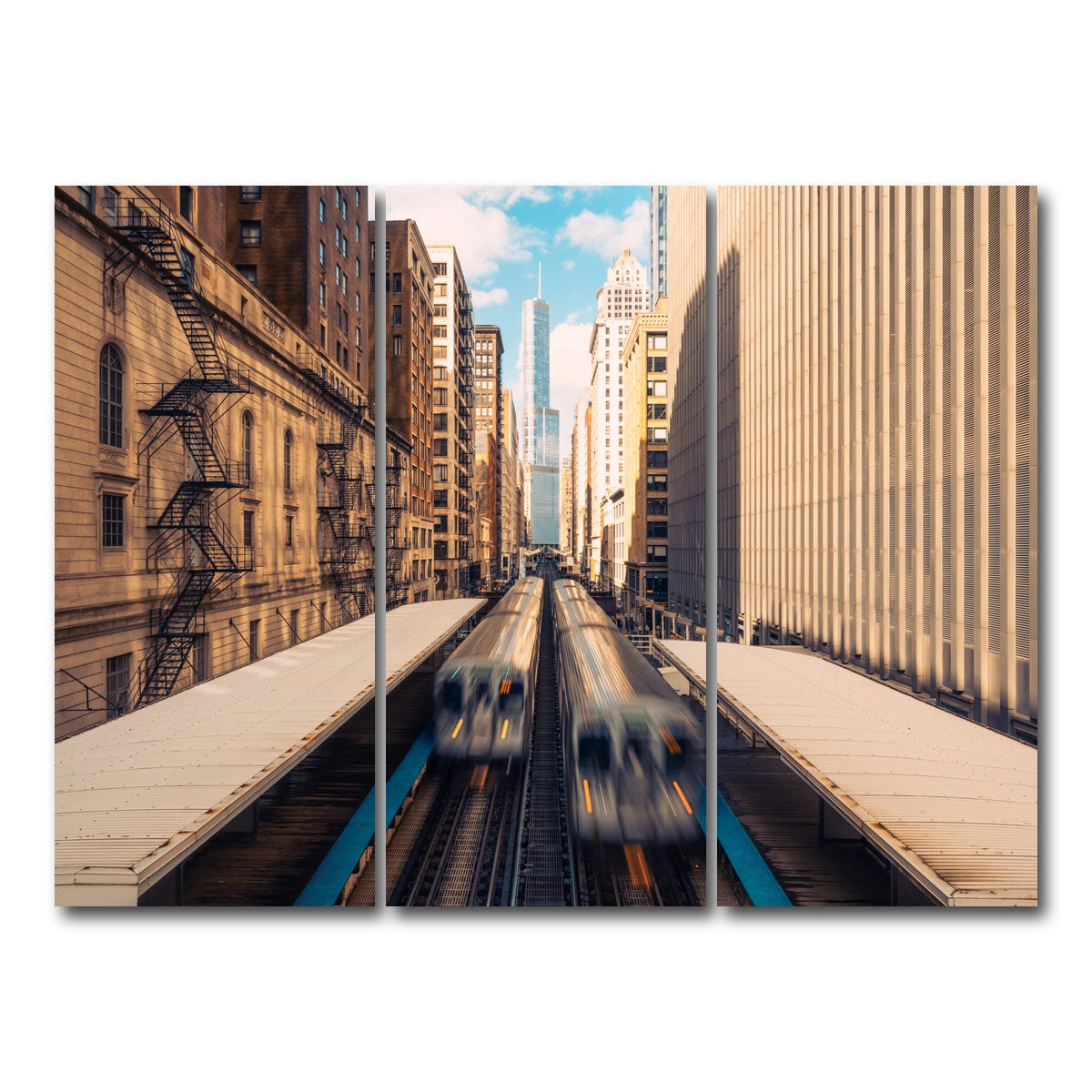 AUTO-MOCKUP WHITE | Railway Station Downtown Chicago | 3 Piece | Gallery Wrap Canvas | group=8x18