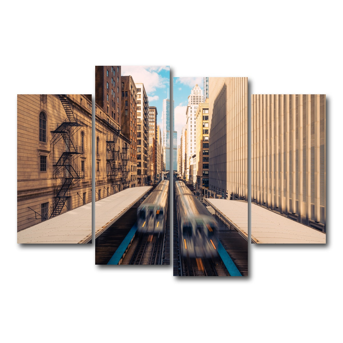 AUTO-MOCKUP WHITE | Railway Station Downtown Chicago | 4 Piece | Gallery Wrap Canvas | group=4_short