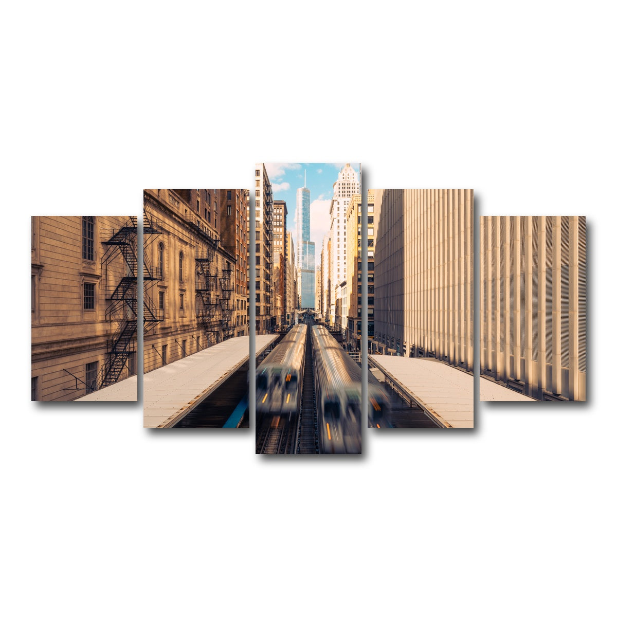 AUTO-MOCKUP WHITE | Railway Station Downtown Chicago | 5 Piece | Gallery Wrap Canvas | group=5_normal
