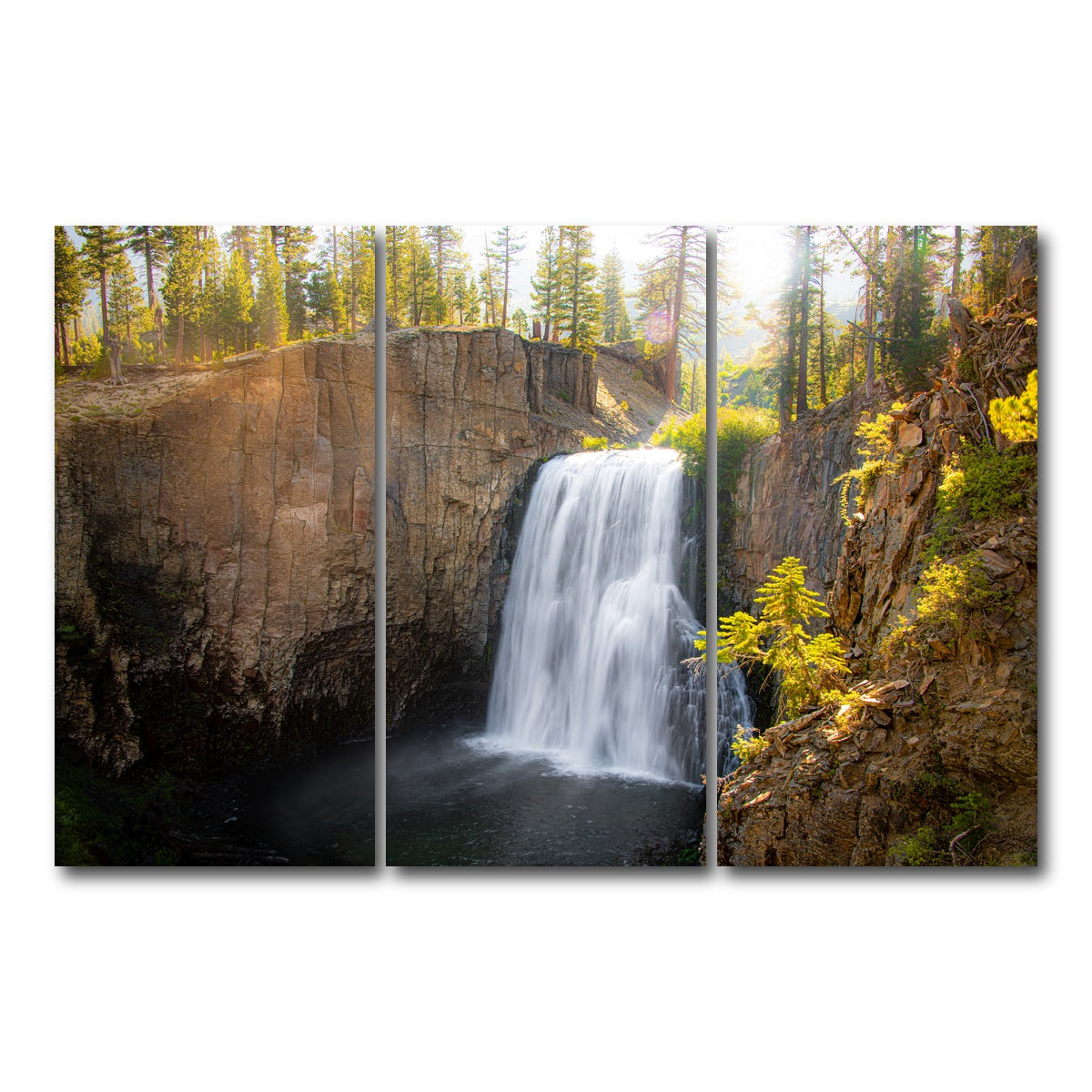 AUTO-MOCKUP WHITE | Rainbow Falls & Forest | 3 Piece | Gallery Wrap Canvas | group=12x24