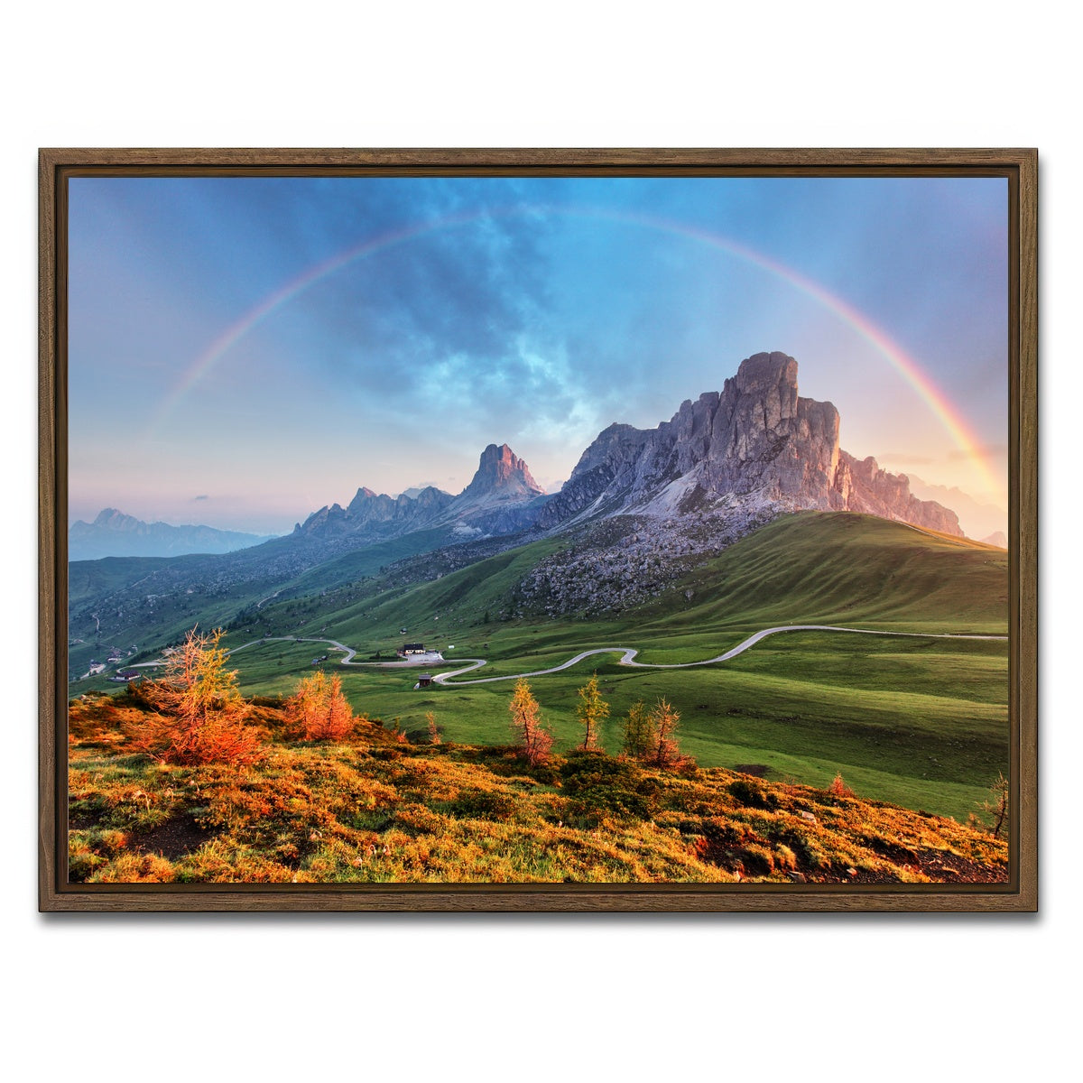 AUTO-MOCKUP WHITE | Rainbow In The Alps | 1 Piece | Walnut Framed Canvas | group=4x3