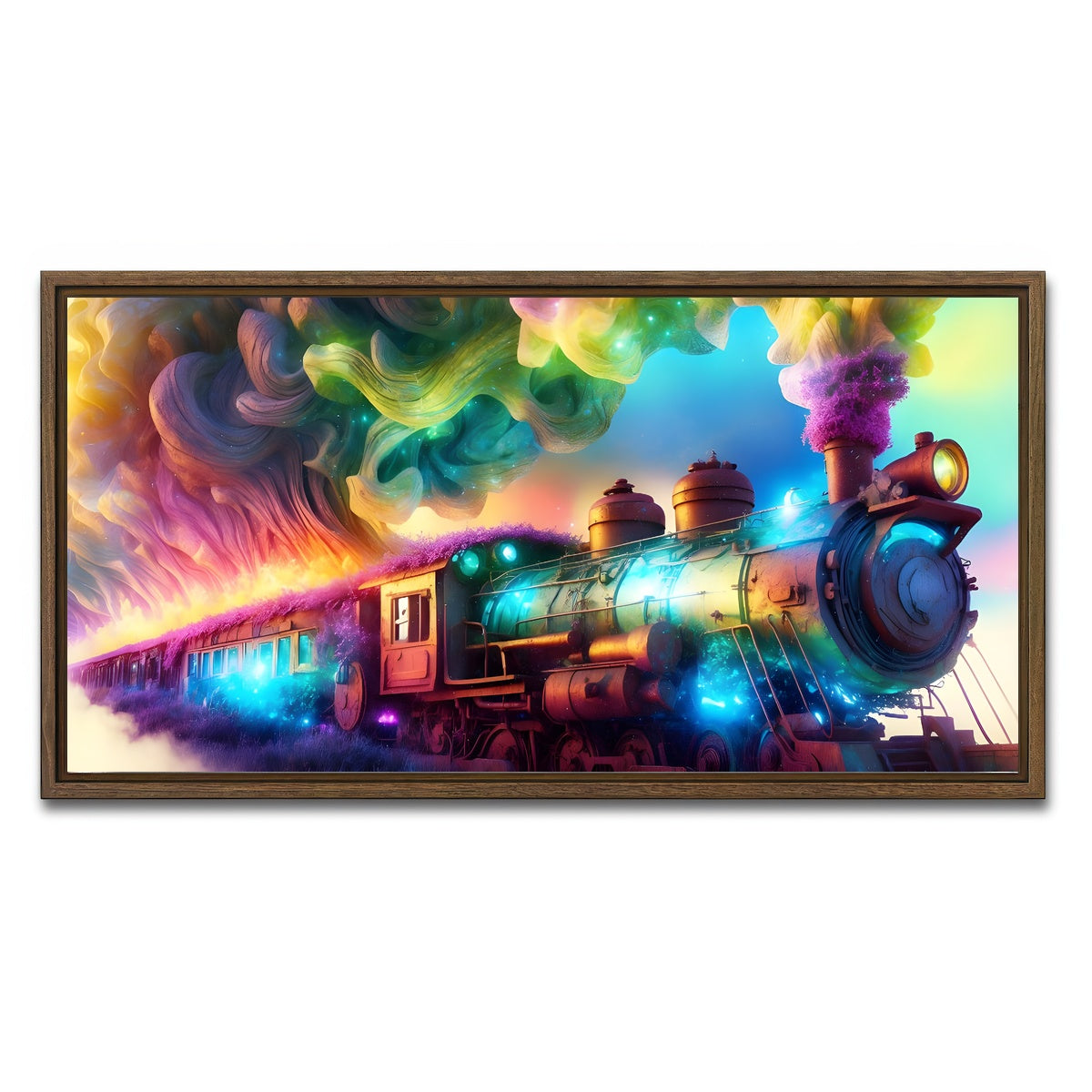 AUTO-MOCKUP WHITE | Rainbow Railways | 1 Piece | Walnut Framed Canvas | group=2x1