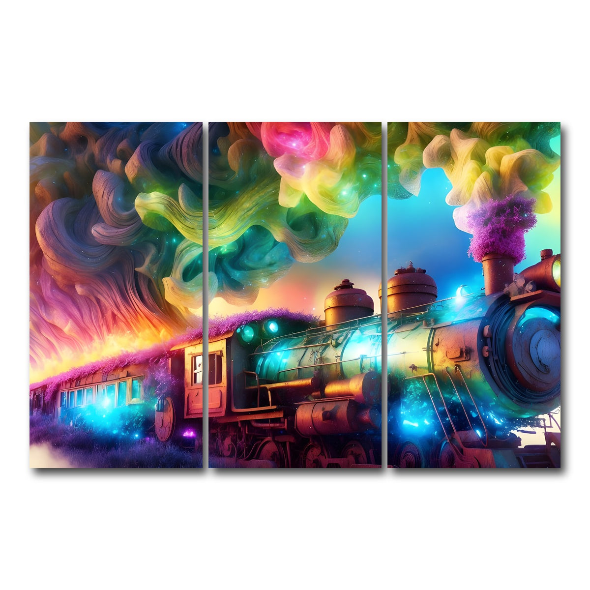 AUTO-MOCKUP WHITE | Rainbow Railways | 3 Piece | Gallery Wrap Canvas | group=12x24