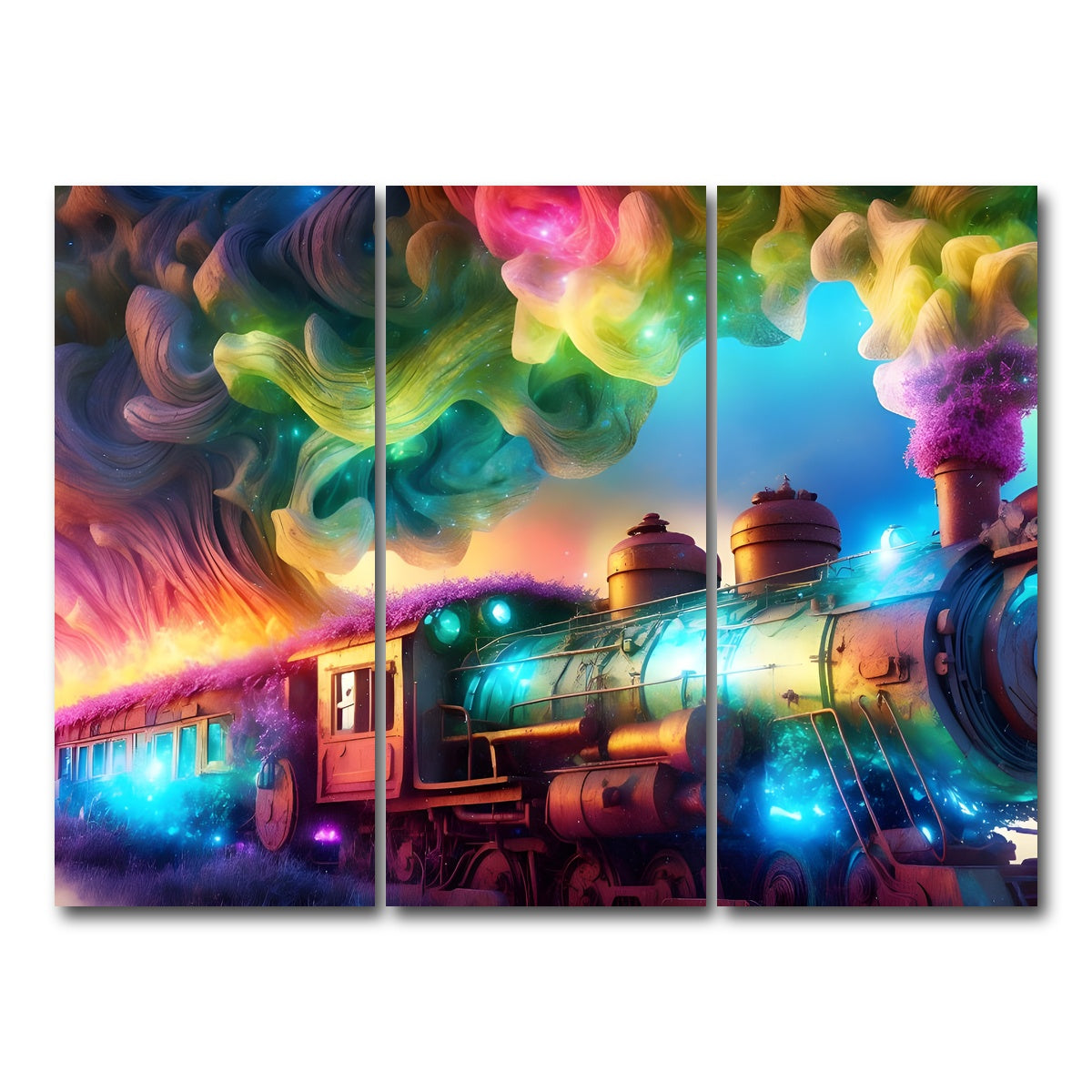AUTO-MOCKUP WHITE | Rainbow Railways | 3 Piece | Gallery Wrap Canvas | group=8x18