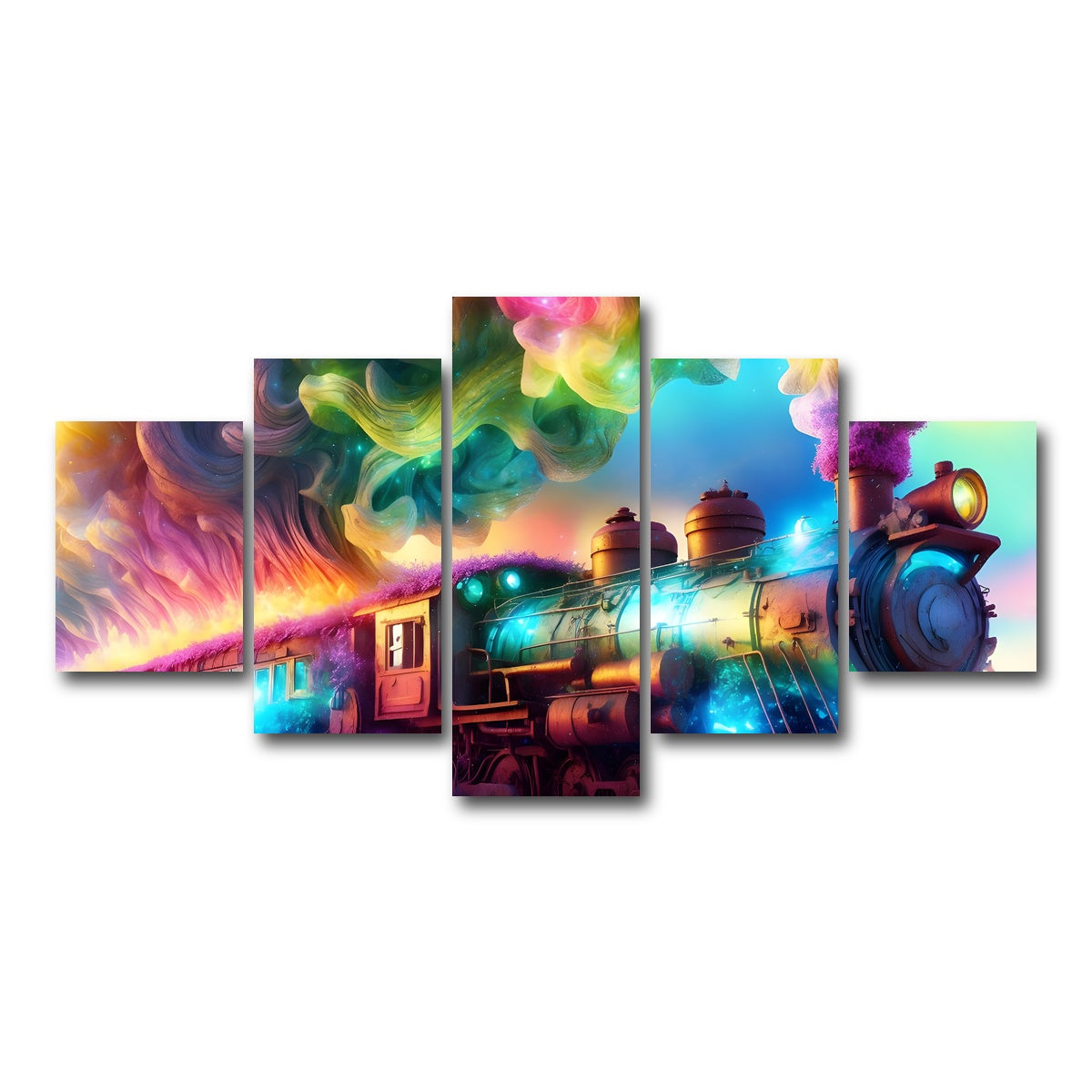 AUTO-MOCKUP WHITE | Rainbow Railways | 5 Piece | Gallery Wrap Canvas | group=5_short