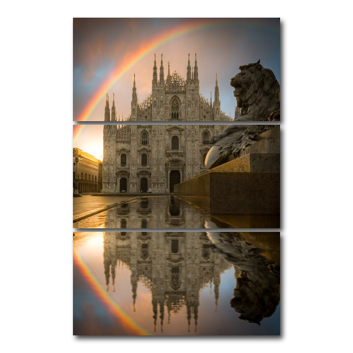 AUTO-MOCKUP WHITE | Rainbow in Milan | 3 Piece | Gallery Wrap Canvas | group=12x24_stacked
