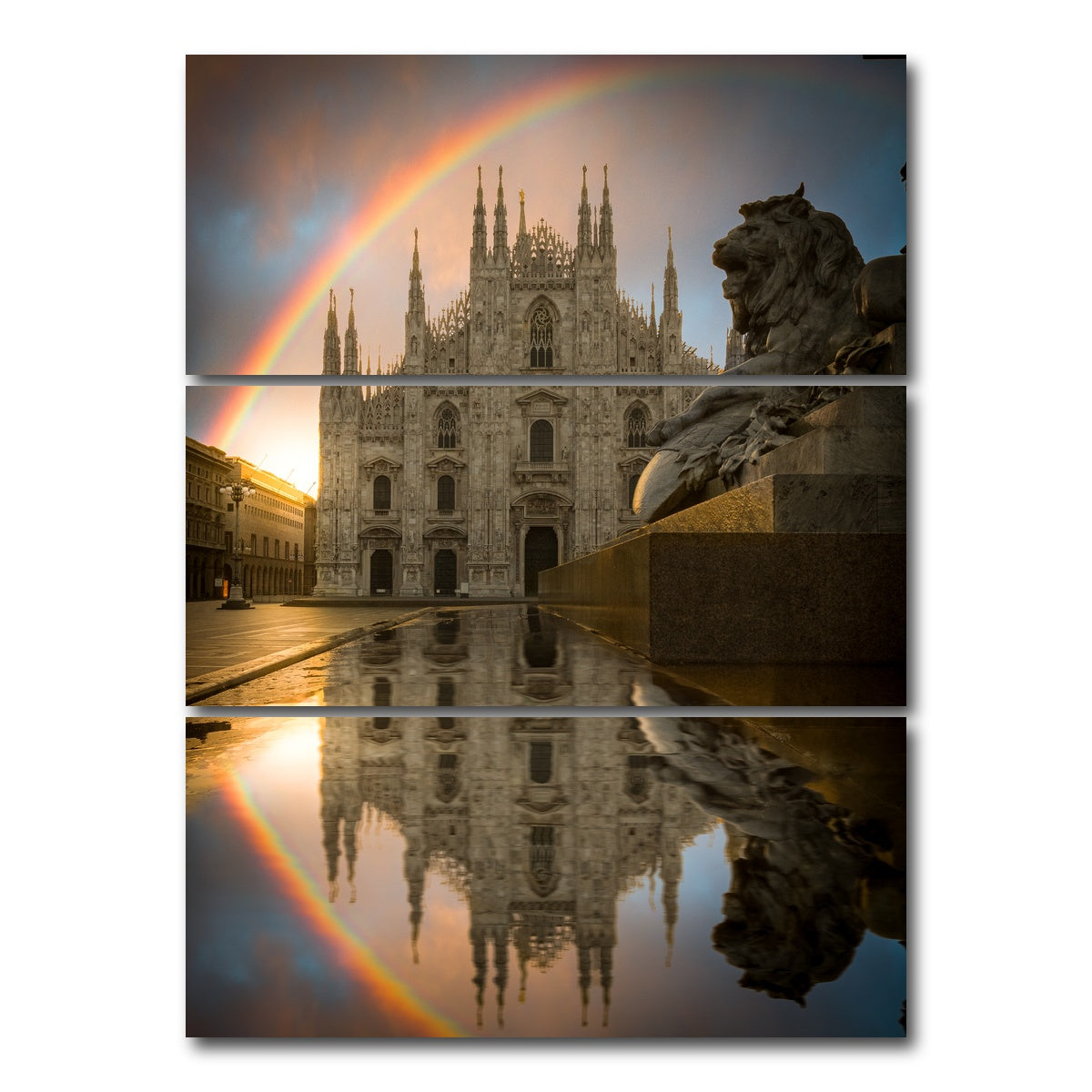 AUTO-MOCKUP WHITE | Rainbow in Milan | 3 Piece | Gallery Wrap Canvas | group=8x18_stacked