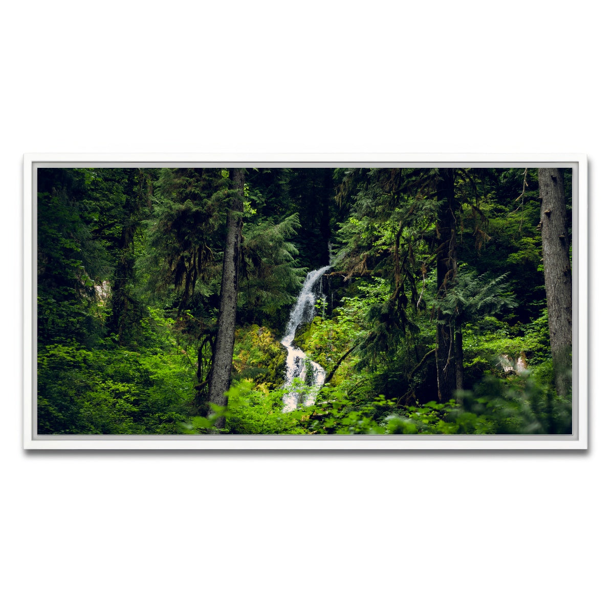 AUTO-MOCKUP WHITE | Rainforest Waterfall | 1 Piece | White Framed Canvas | group=2x1