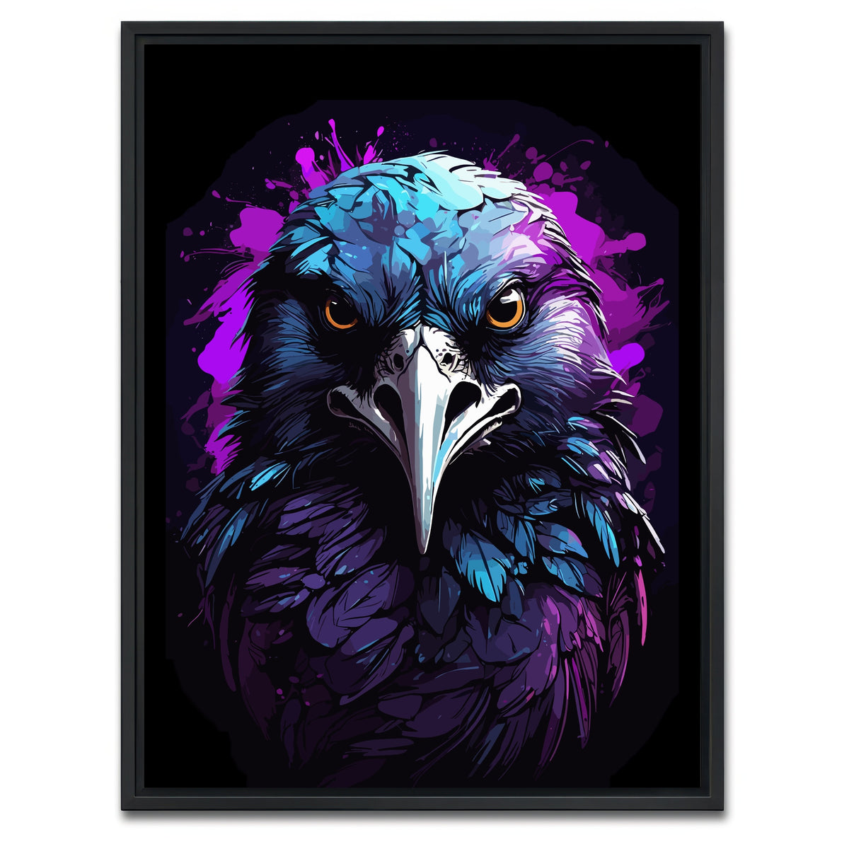 AUTO-MOCKUP WHITE | Raven Animal Colorful Wall Art | 1 Piece | Black Frame | group=3x4