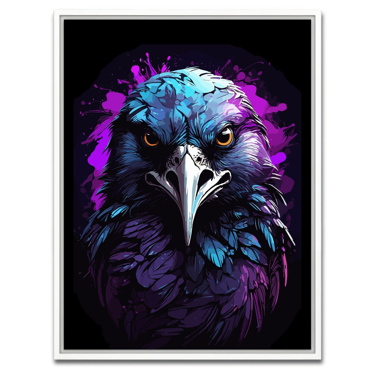AUTO-MOCKUP WHITE | Raven Animal Colorful Wall Art | 1 Piece | White Frame | group=3x4
