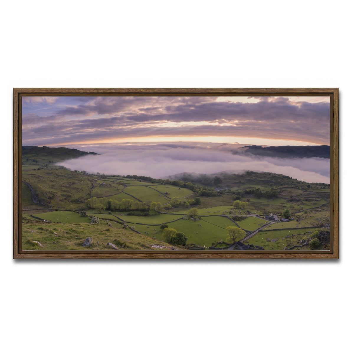 AUTO-MOCKUP WHITE | Receding Fog | 1 Piece | Walnut Framed Canvas | group=2x1