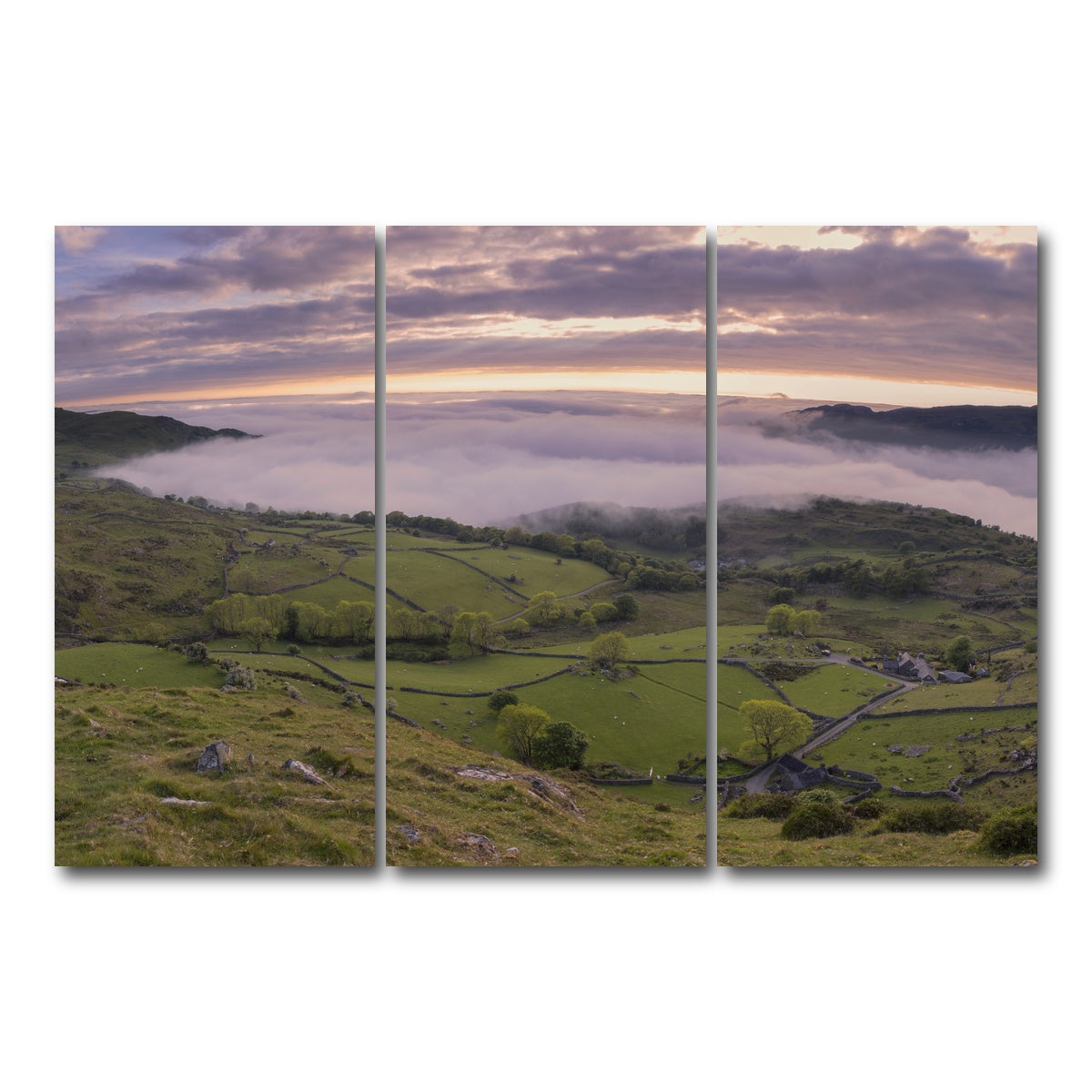 AUTO-MOCKUP WHITE | Receding Fog | 3 Piece | Gallery Wrap Canvas | group=12x24