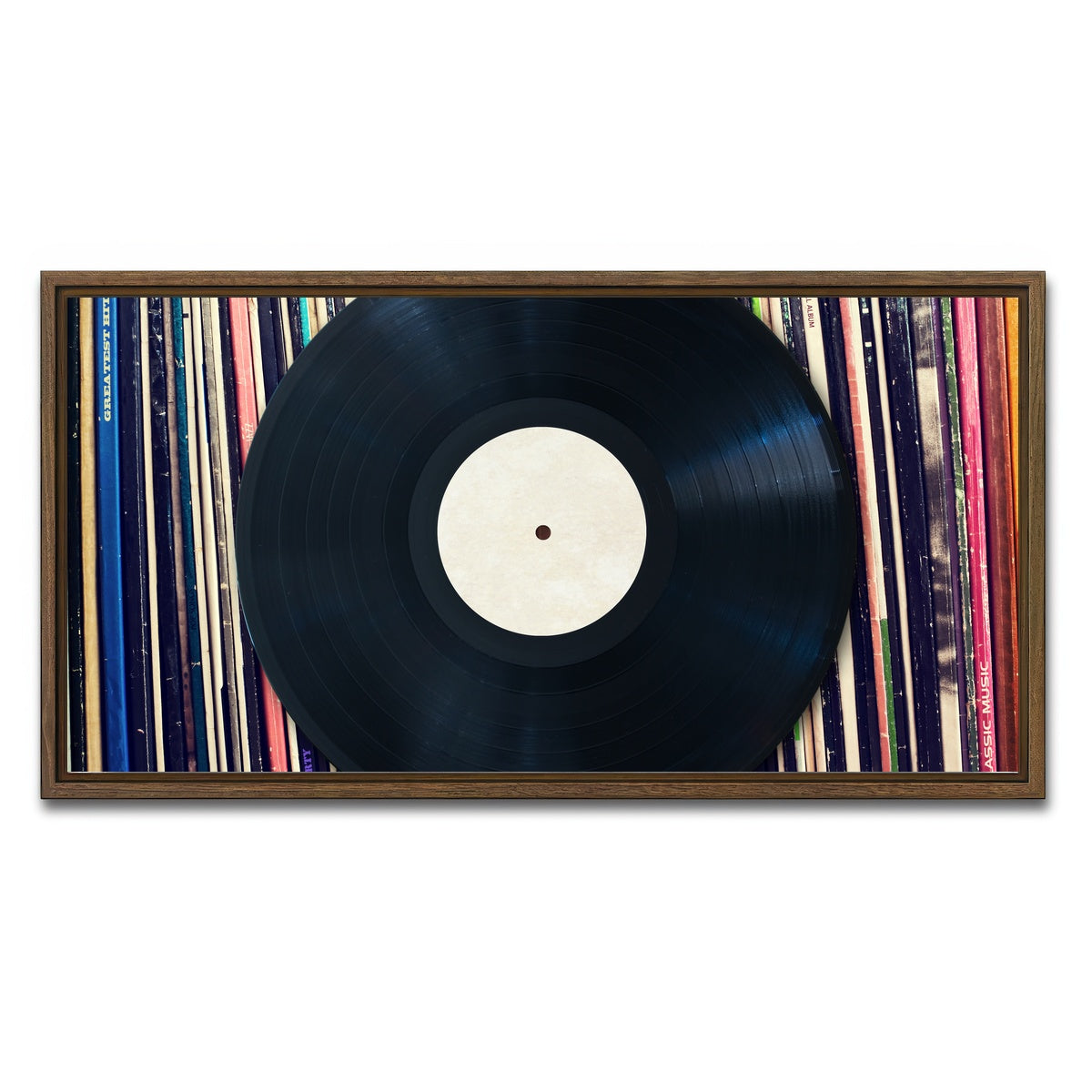 AUTO-MOCKUP WHITE | Record Wall | 1 Piece | Walnut Framed Canvas | group=2x1