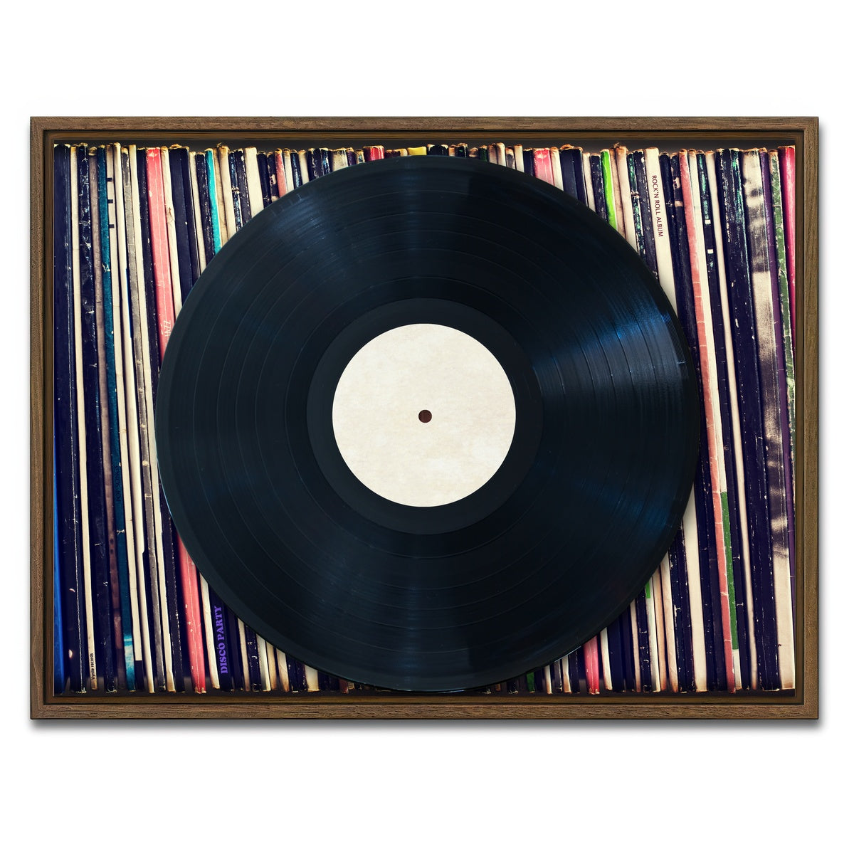 AUTO-MOCKUP WHITE | Record Wall | 1 Piece | Walnut Framed Canvas | group=4x3