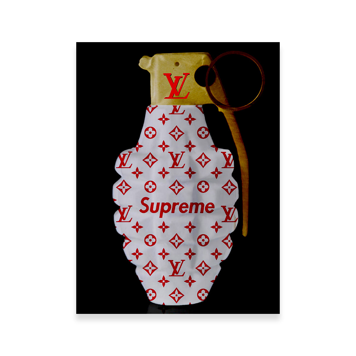Red White Gold LV Grenade Wall Art