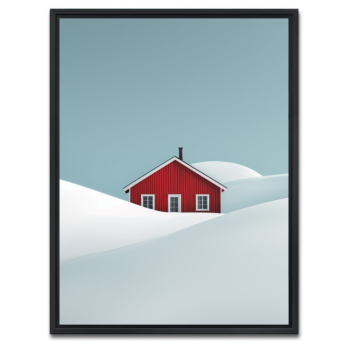AUTO-MOCKUP WHITE | Red Barn in Snow | 1 Piece | Black Framed Canvas | group=3x4