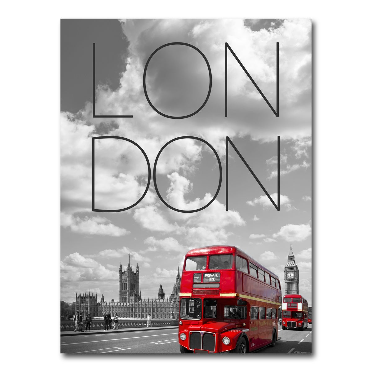 AUTO-MOCKUP WHITE | Red Buses London Text | 1 Piece | Gallery Wrap Canvas | group=3x4