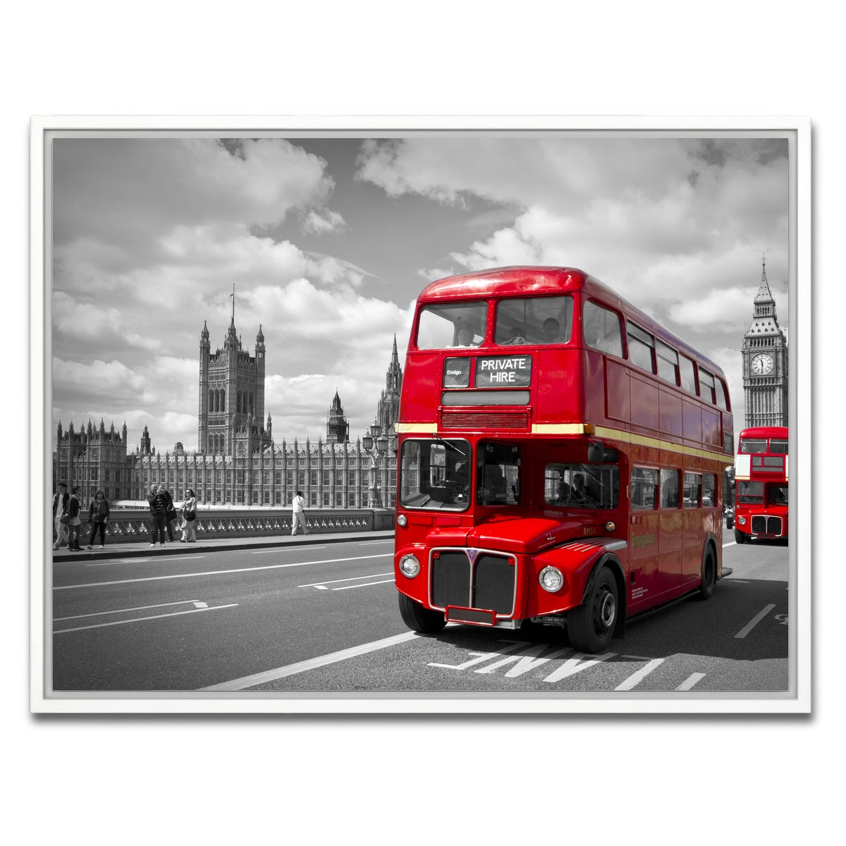 AUTO-MOCKUP WHITE | Red Buses in London | 1 Piece | White Framed Canvas | group=4x3