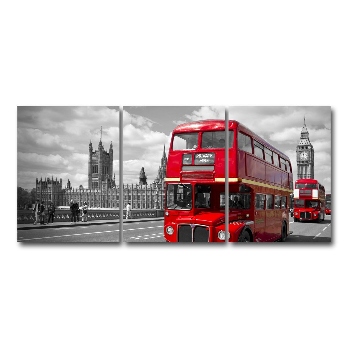 AUTO-MOCKUP WHITE | Red Buses in London | 3 Piece | Gallery Wrap Canvas | group=18x24