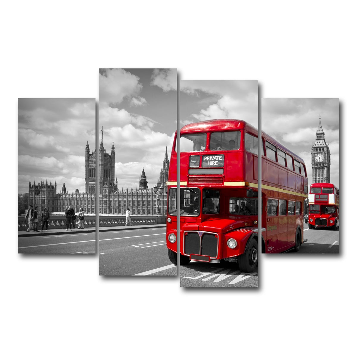 AUTO-MOCKUP WHITE | Red Buses in London | 4 Piece | Gallery Wrap Canvas | group=4_short