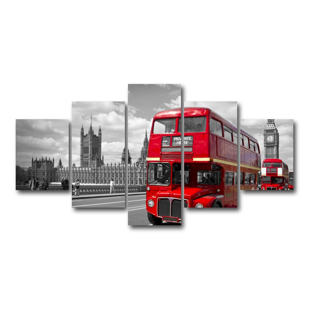 AUTO-MOCKUP WHITE | Red Buses in London | 5 Piece | Gallery Wrap Canvas | group=5_short