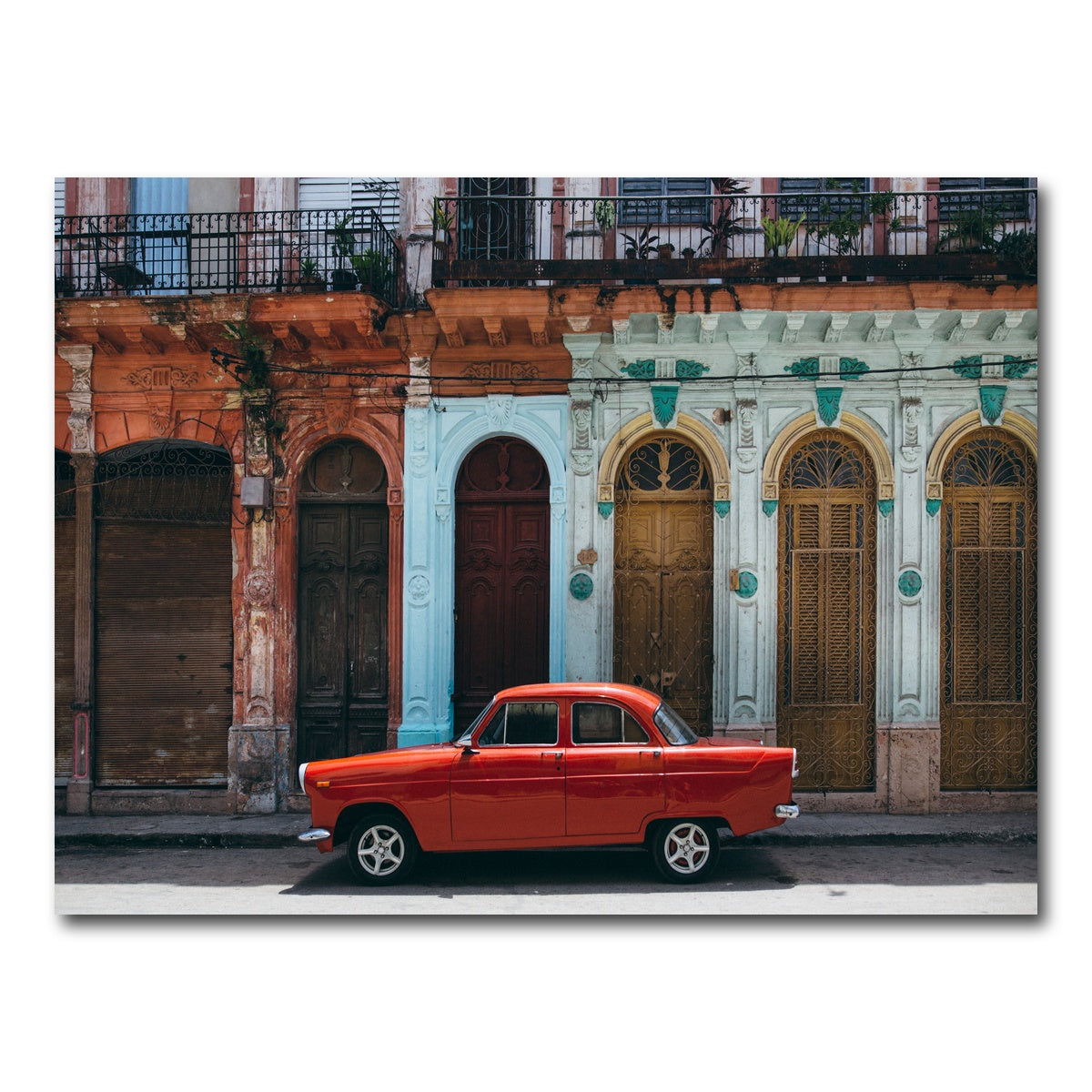AUTO-MOCKUP WHITE | Red Car in Cuba | 1 Piece | Gallery Wrap Canvas | group=4x3