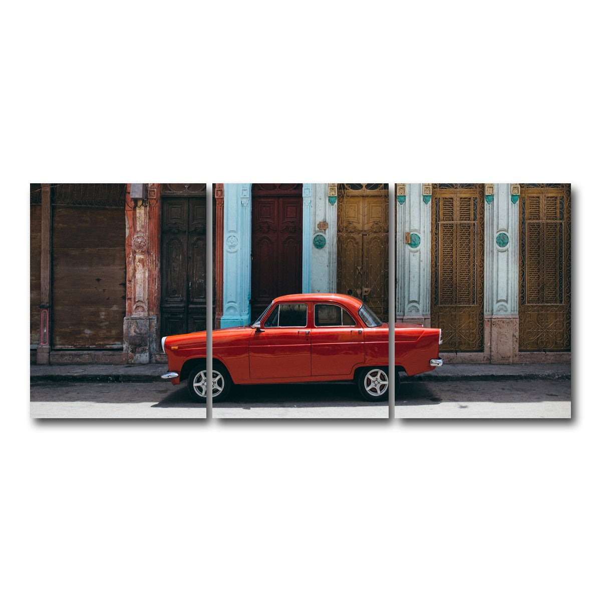 AUTO-MOCKUP WHITE | Red Car in Cuba | 3 Piece | Gallery Wrap Canvas | group=18x24