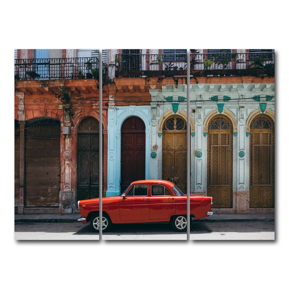 AUTO-MOCKUP WHITE | Red Car in Cuba | 3 Piece | Gallery Wrap Canvas | group=8x18