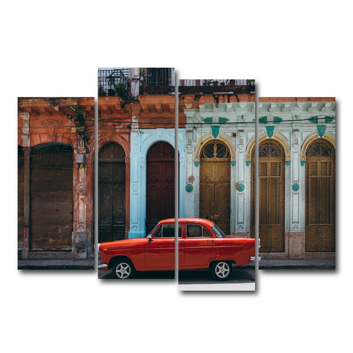 AUTO-MOCKUP WHITE | Red Car in Cuba | 4 Piece | Gallery Wrap Canvas | group=4_normal
