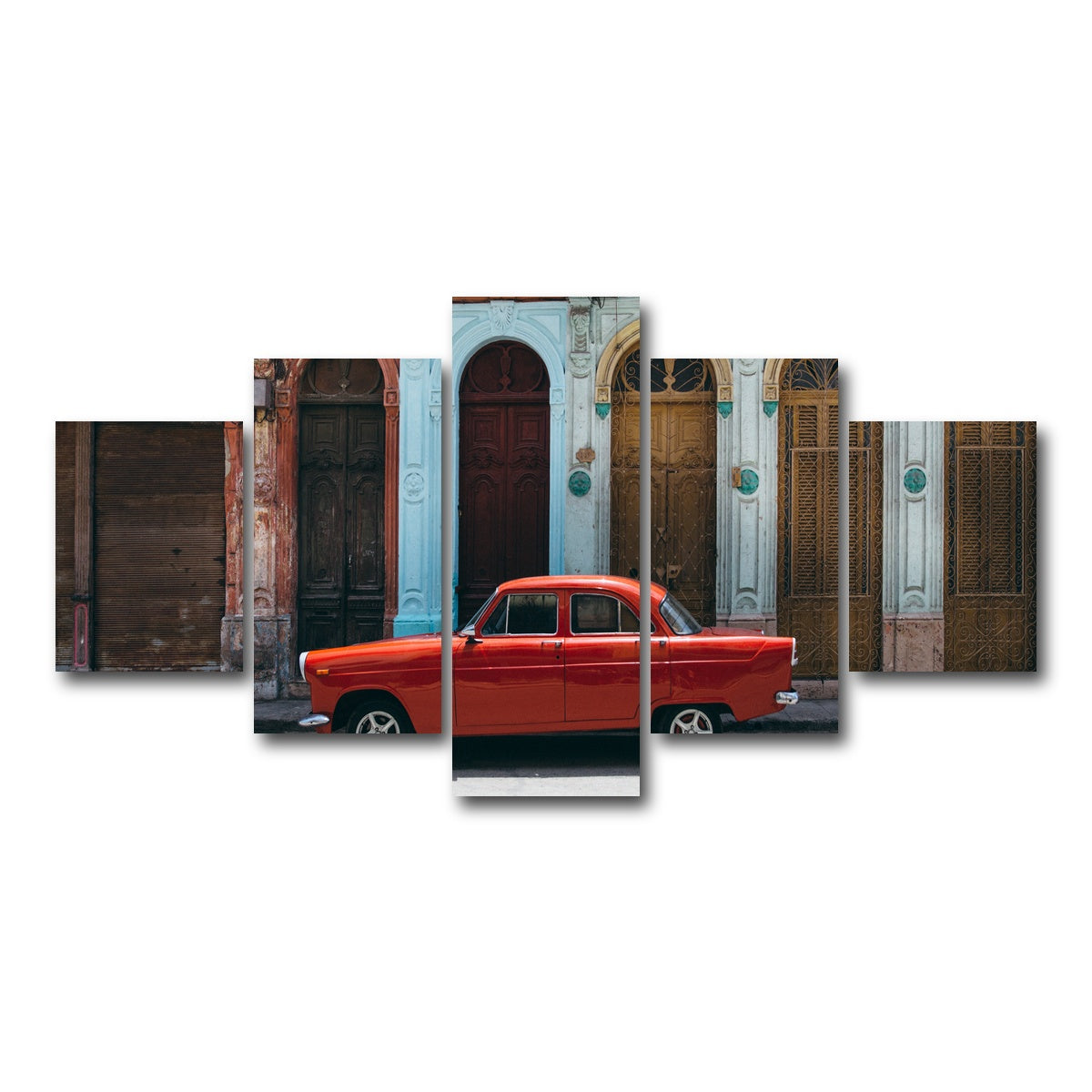 AUTO-MOCKUP WHITE | Red Car in Cuba | 5 Piece | Gallery Wrap Canvas | group=5_short