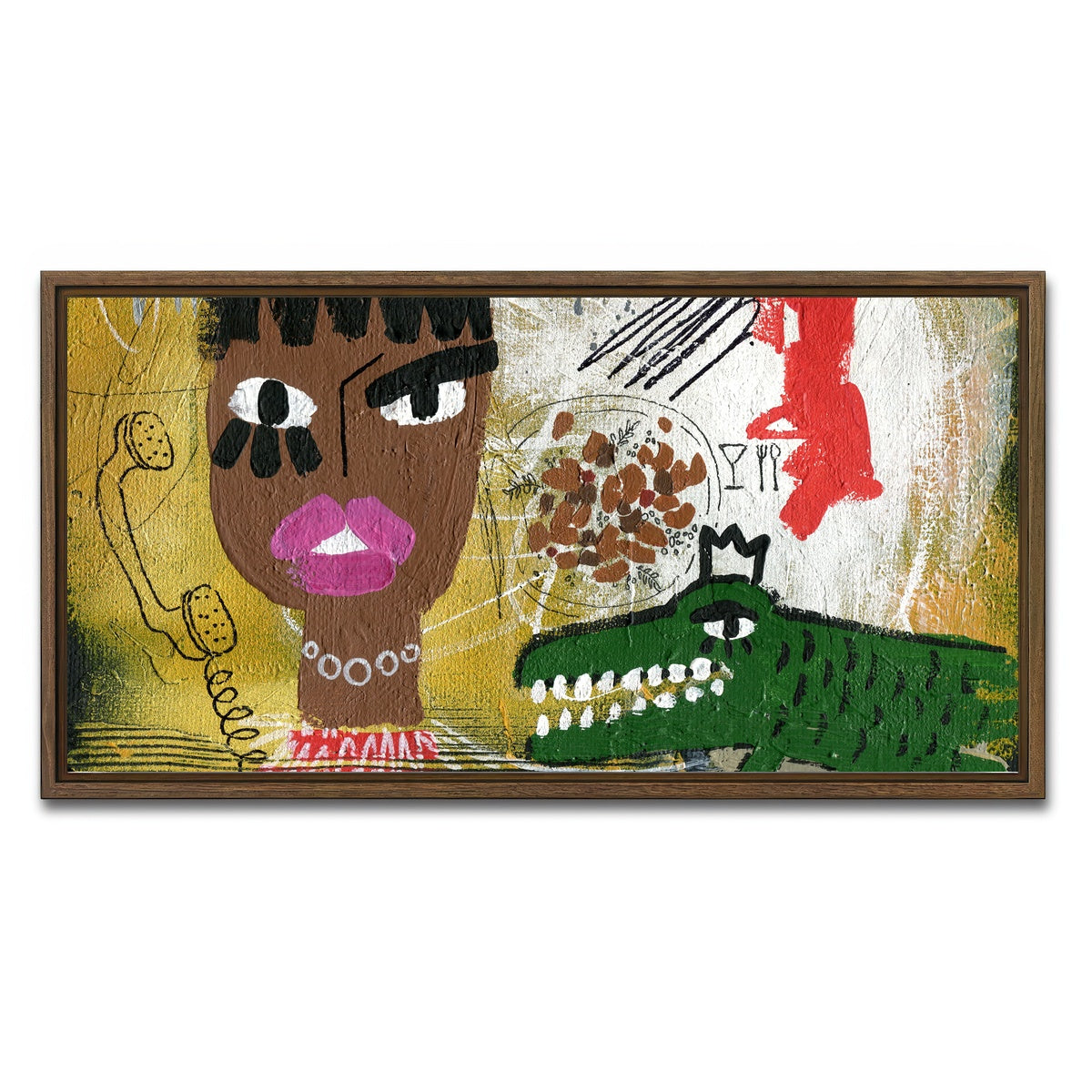 AUTO-MOCKUP WHITE | Red Croc | 1 Piece | Walnut Framed Canvas | group=2x1