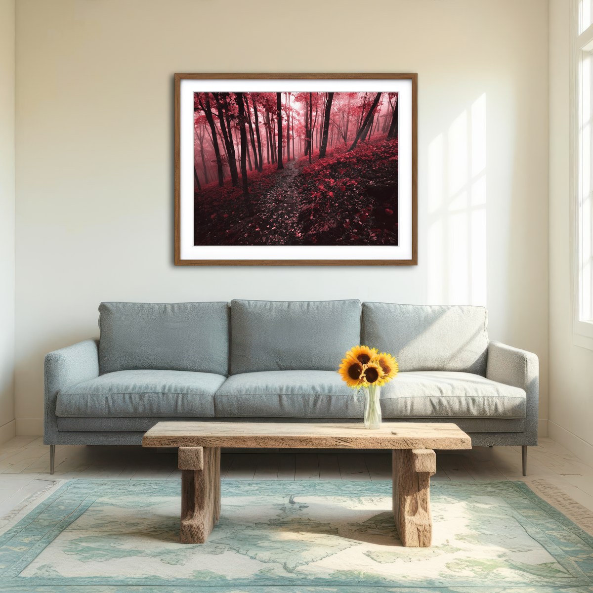 AUTO-MOCKUP ROOM | Red Forest Wall Art