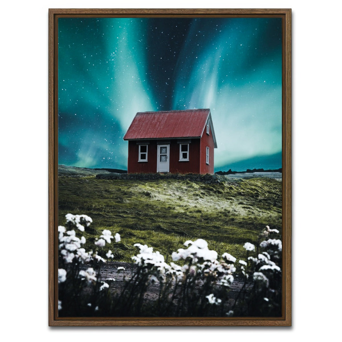 AUTO-MOCKUP WHITE | Red House Aurora | 1 Piece | Walnut Framed Canvas | group=3x4