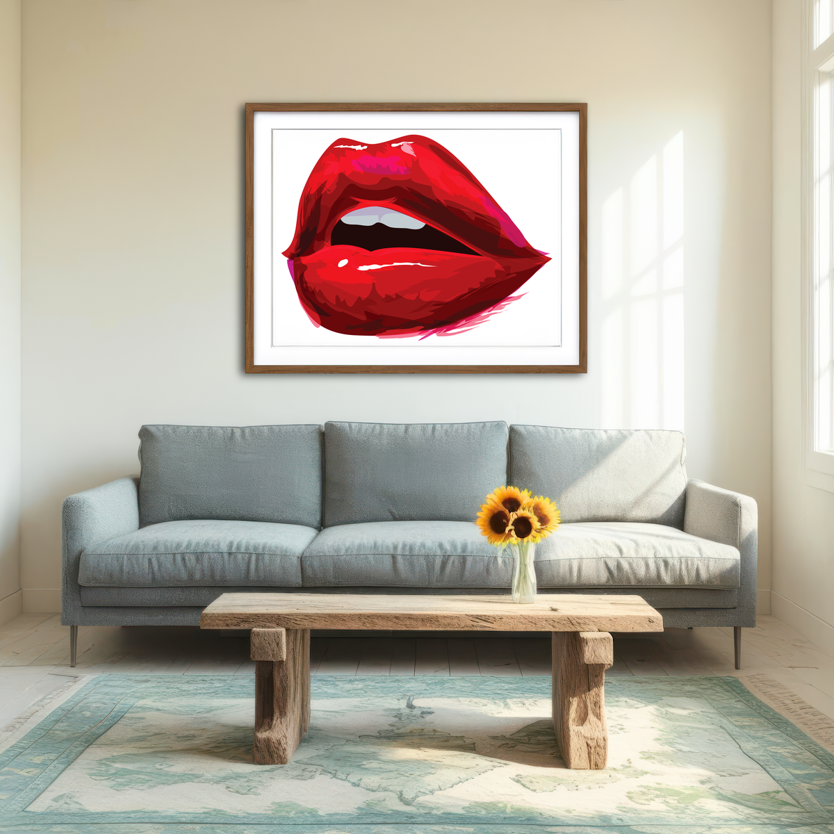 AUTO-MOCKUP ROOM | Red Lips Wall Art