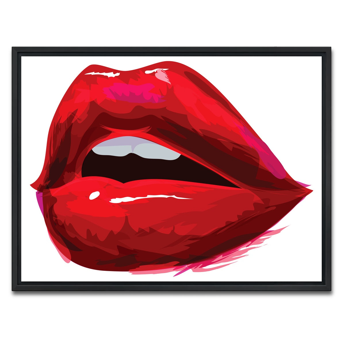 AUTO-MOCKUP WHITE | Red Lips | 1 Piece | Black Framed Canvas | group=4x3