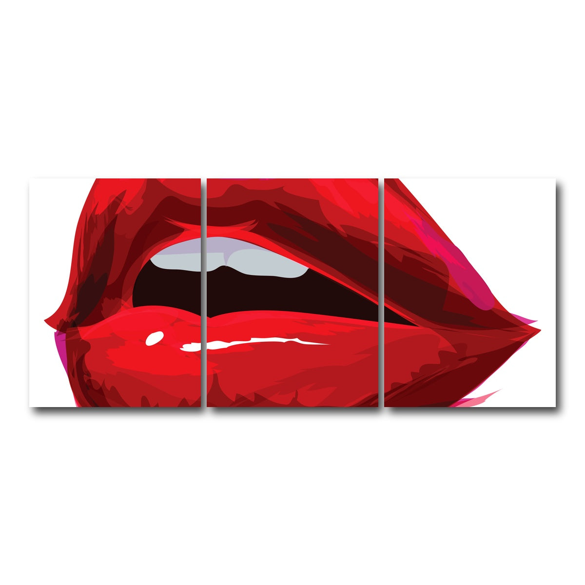 AUTO-MOCKUP WHITE | Red Lips | 3 Piece | Gallery Wrap Canvas | group=18x24