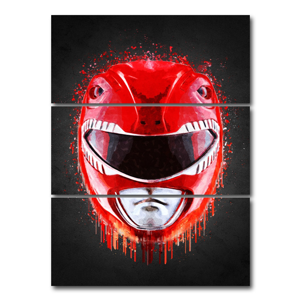 AUTO-MOCKUP WHITE | Red Ranger Portrait | 3 Piece | Gallery Wrap Canvas | group=8x18_stacked