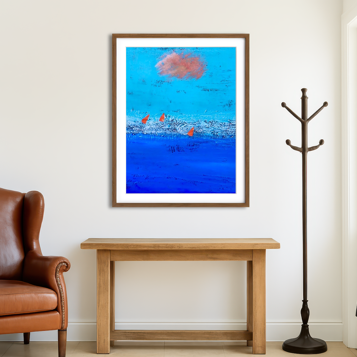 AUTO-MOCKUP ROOM | Red Sails on Blue Horizon Wall Art