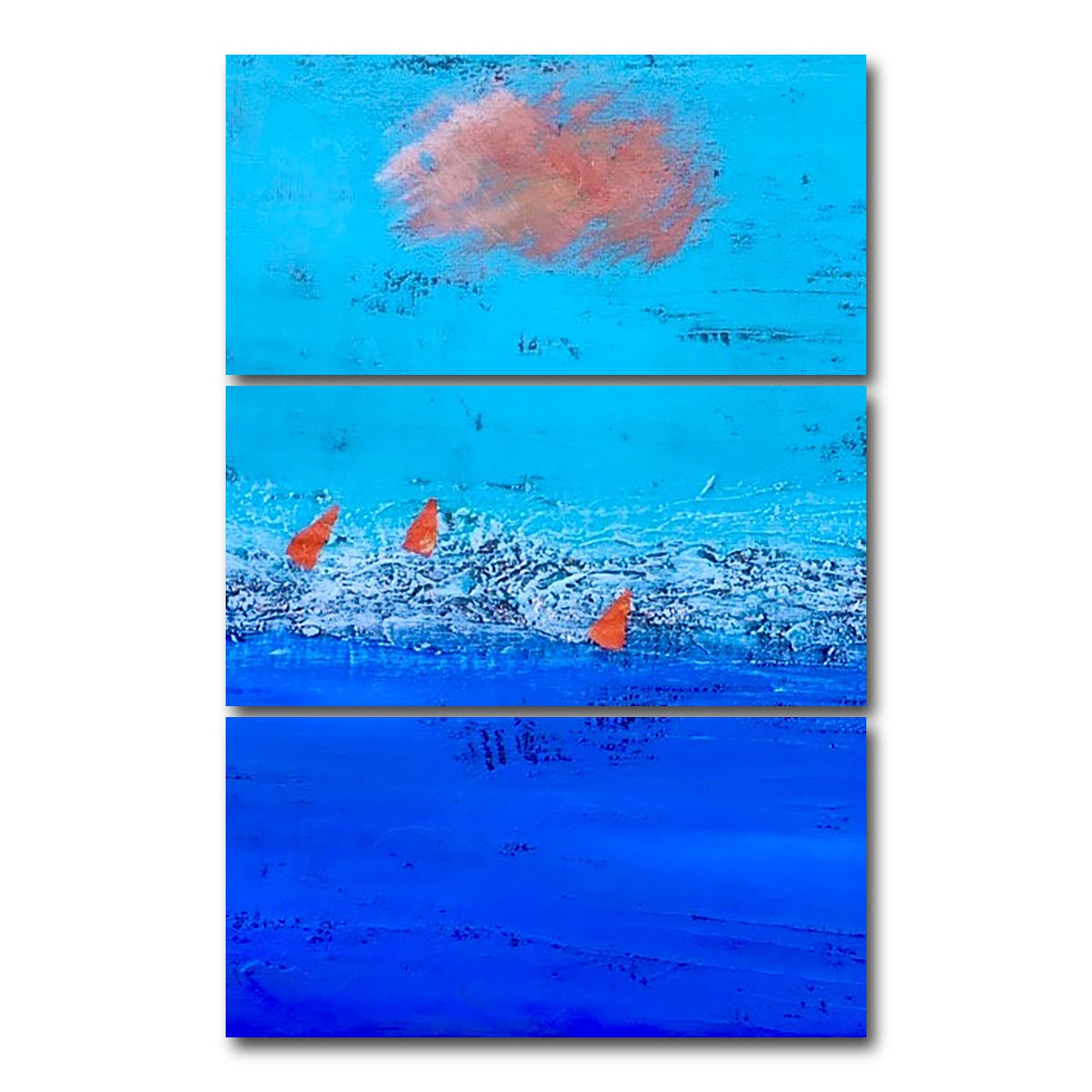 AUTO-MOCKUP WHITE | Red Sails on Blue Horizon | 3 Piece | Gallery Wrap Canvas | group=12x24_stacked