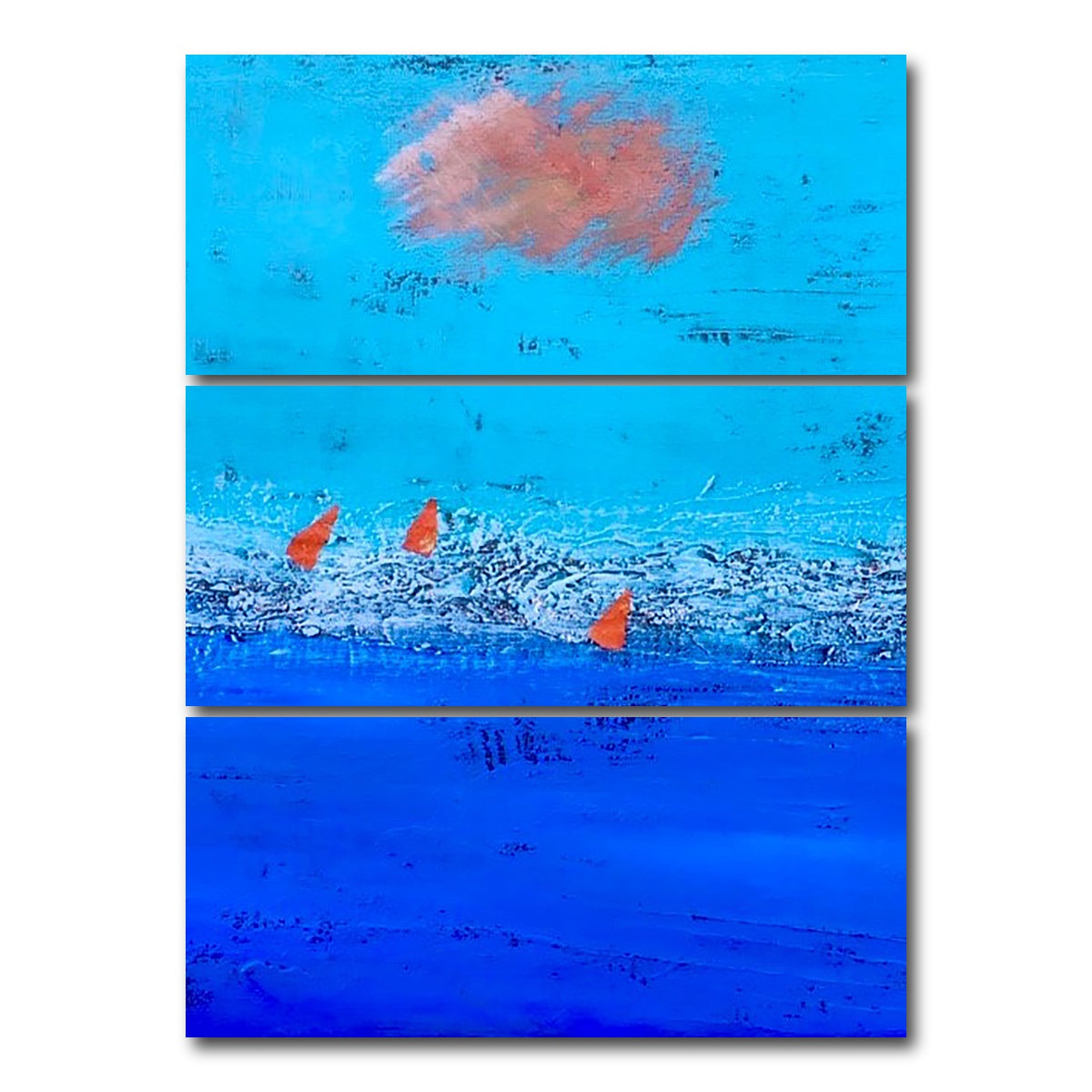 AUTO-MOCKUP WHITE | Red Sails on Blue Horizon | 3 Piece | Gallery Wrap Canvas | group=8x18_stacked