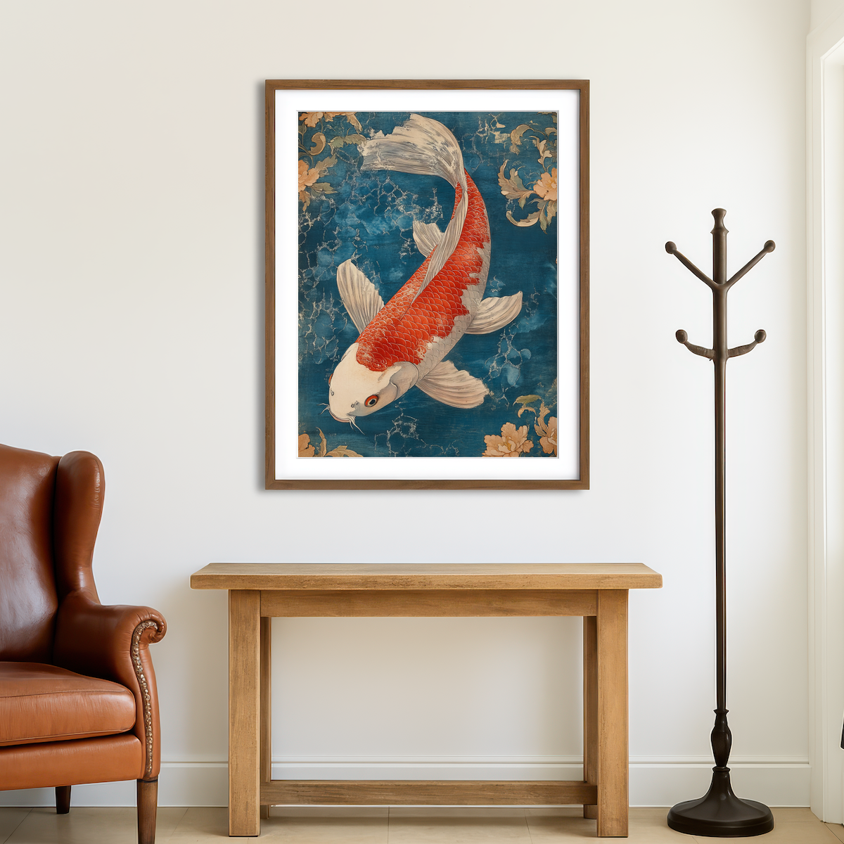 AUTO-MOCKUP ROOM | Red and White Koi Fish Wall Art