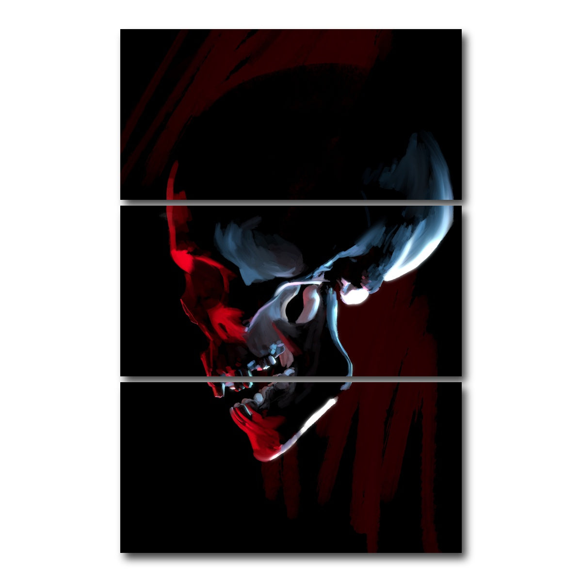 AUTO-MOCKUP WHITE | Red skull | 3 Piece | Gallery Wrap Canvas | group=12x24_stacked