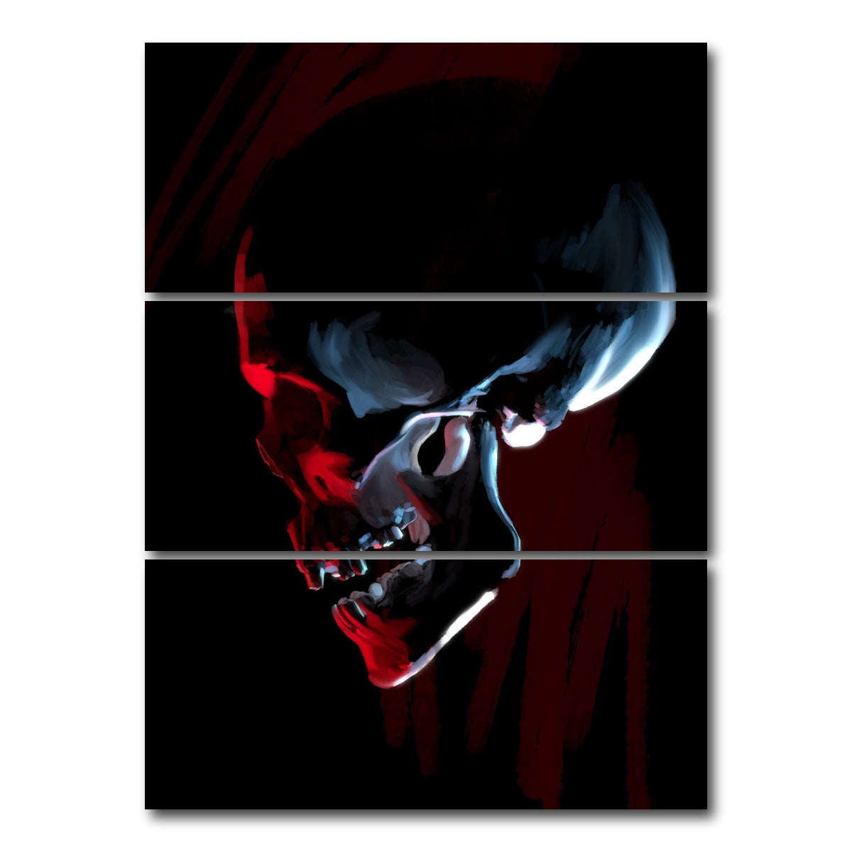 AUTO-MOCKUP WHITE | Red skull | 3 Piece | Gallery Wrap Canvas | group=8x18_stacked