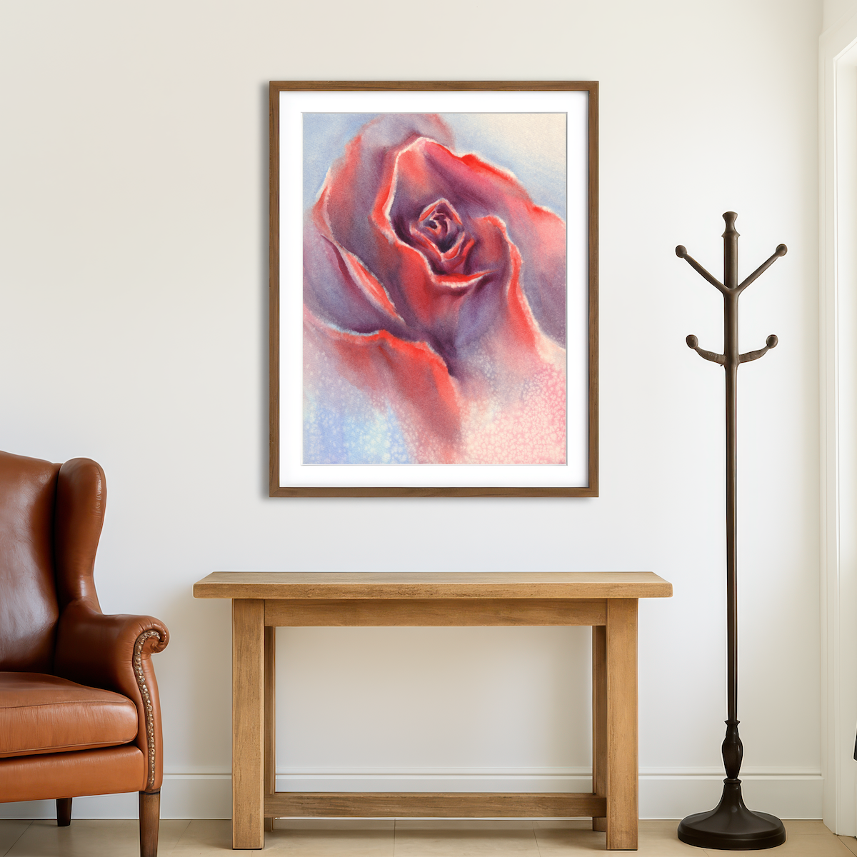AUTO-MOCKUP ROOM | Red Velvet Rose Wall Art