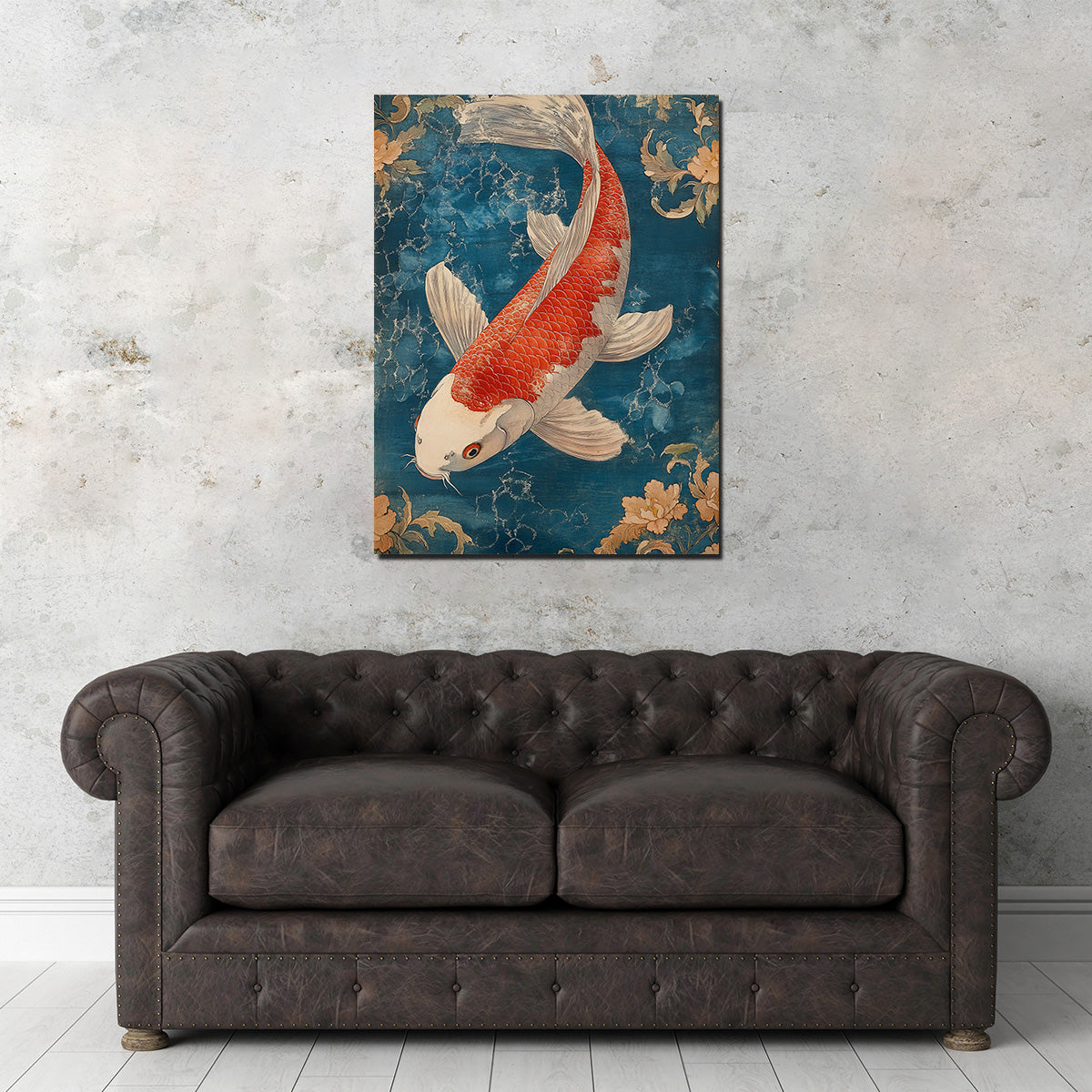 Red and White Koi Fish Wall Art