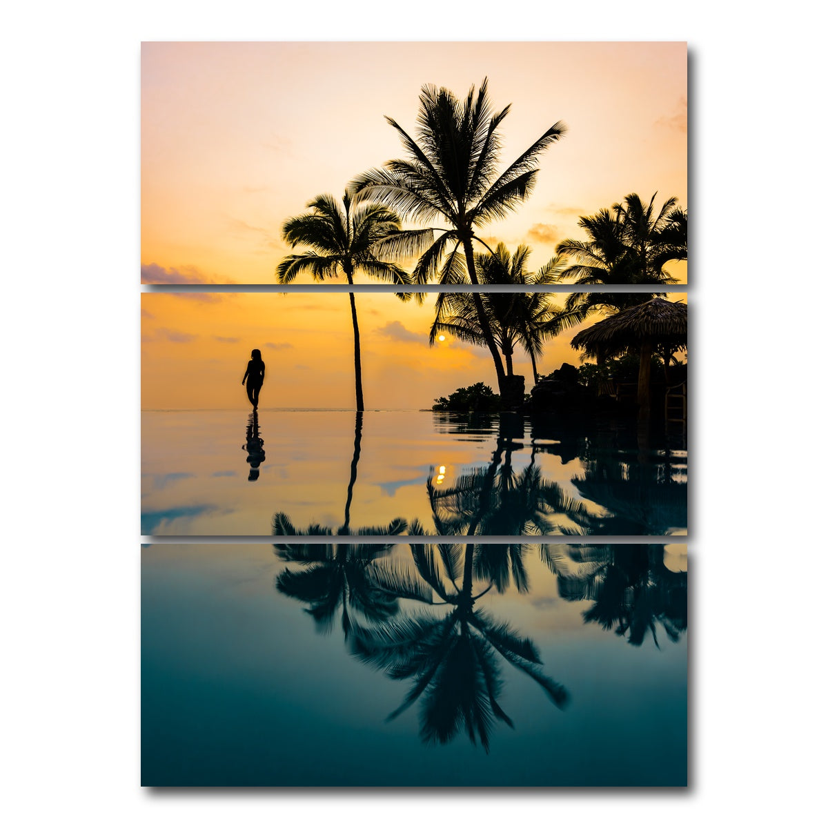 AUTO-MOCKUP WHITE | Relaxation Sunset | 3 Piece | Gallery Wrap Canvas | group=8x18_stacked